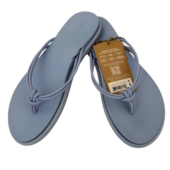OluKai Sandal Women's 'Aka Knotted Straps Cloud Blue Comfort Flip Flop W8 New - Picture 4 of 11